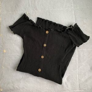 Ribbed off the shoulder dress